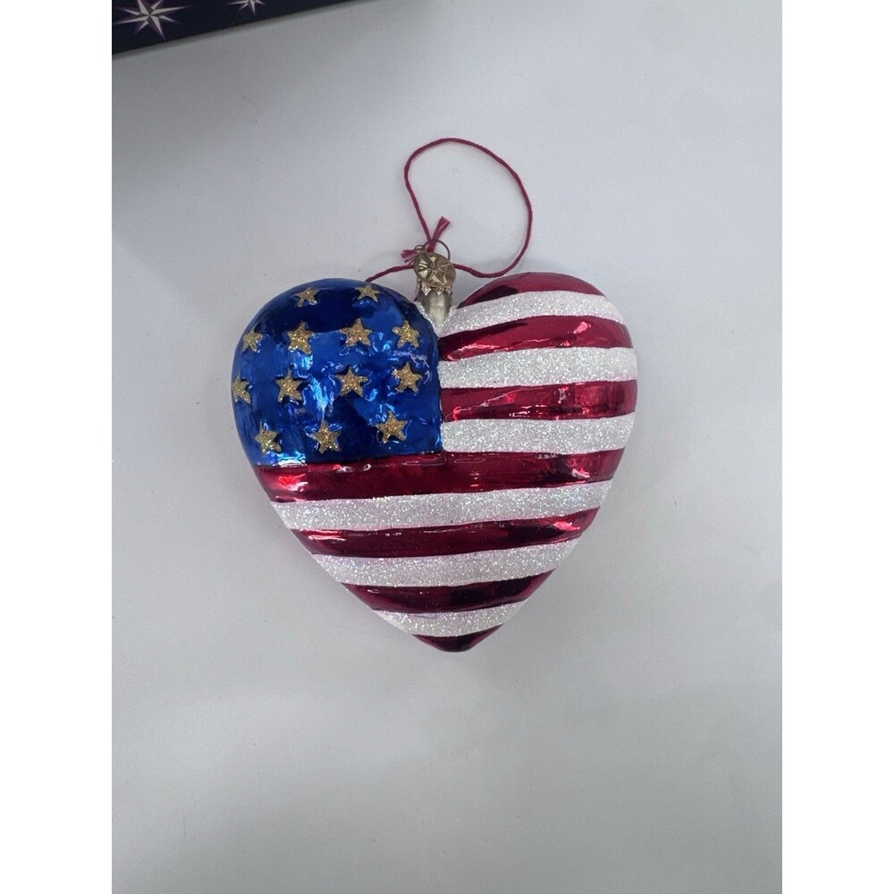 Christopher Radko Brave Heart Patriotic American Flag USA Christmas Ornament
